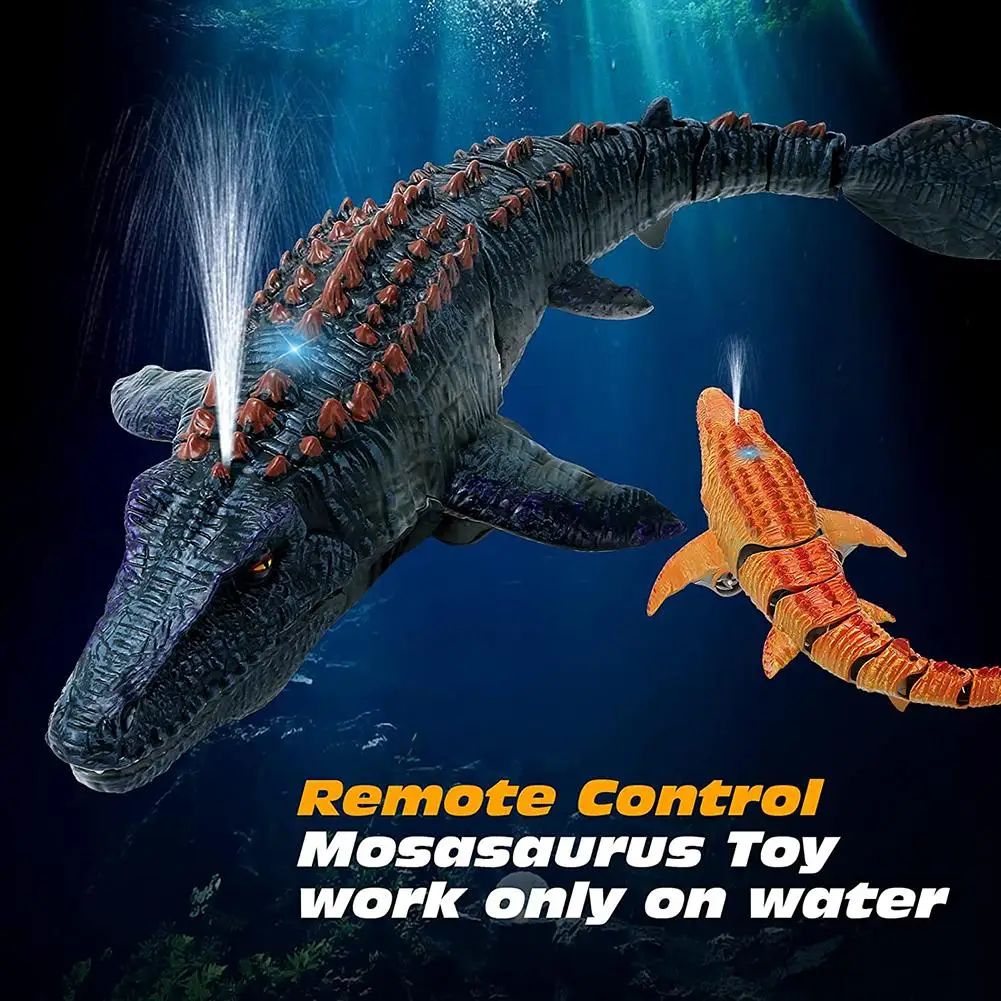 

Remote Control Dinosaur For Kids Mosasaurus Diving Rc Boat With Light Spray Water For Swimming Pool Lake Bathroom Ocean Bath Toy