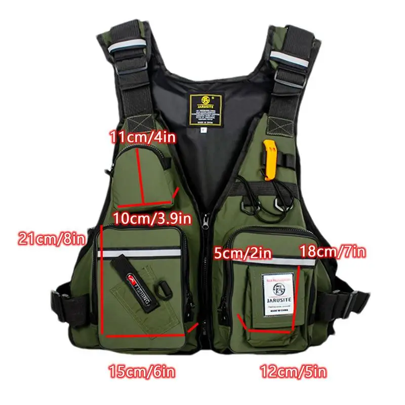 

Men Life Jacket Buoyancy Suit Portable Fishing Vests Multi-Pockets Waterproof Sea Fishing Adjustable Vest With Reflective Strip