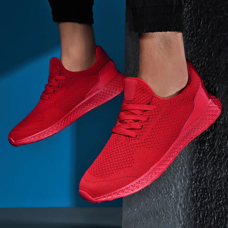 Hot Sale Knitting Light Men's Running Shoes Summer Breathable Men Sports Shoes Anti-slip Man Training Sneakers Large Size 39-48