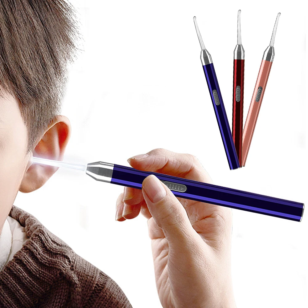 

1 PC Luminous Earpick Rechargeable Children's LED Light Ear Picking Tools Plastic Earplug Head Aluminum Alloy Earwax Cleaner