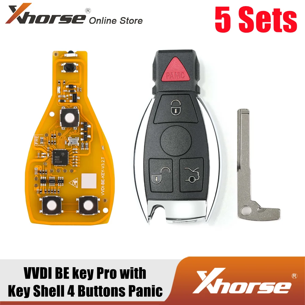 

Xhorse VVDI BE key Pro Yellow Color Verion No Points with Smart Key Shell 3 Buttons / 4 Buttons with Panic for Benz