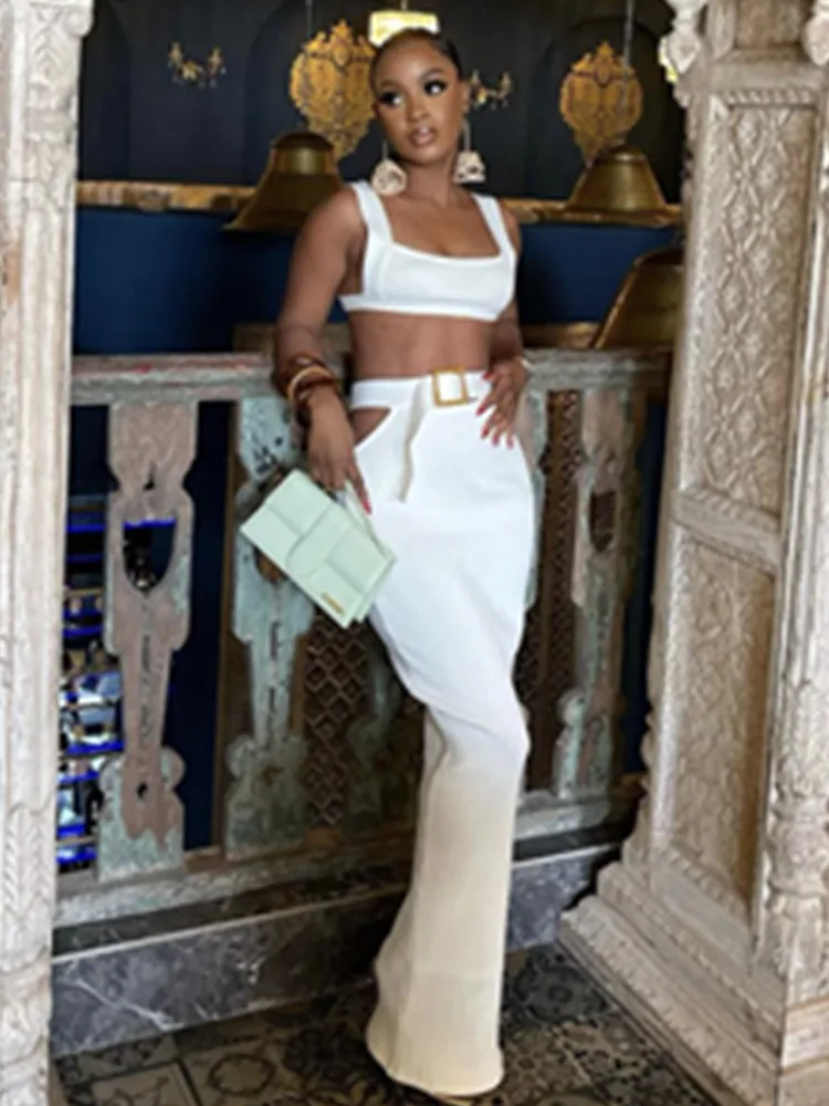 Женский комплект из топа и юбки в рубчик