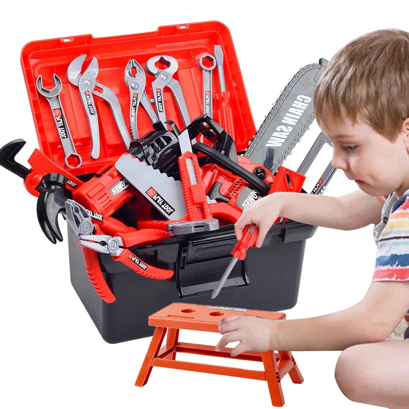 

Children Repair Plastic Toolbox Set Engineer Simulation Tools Bags Boy Toys Electric Drill Screwdriver Tool Kit Toys for Gifts