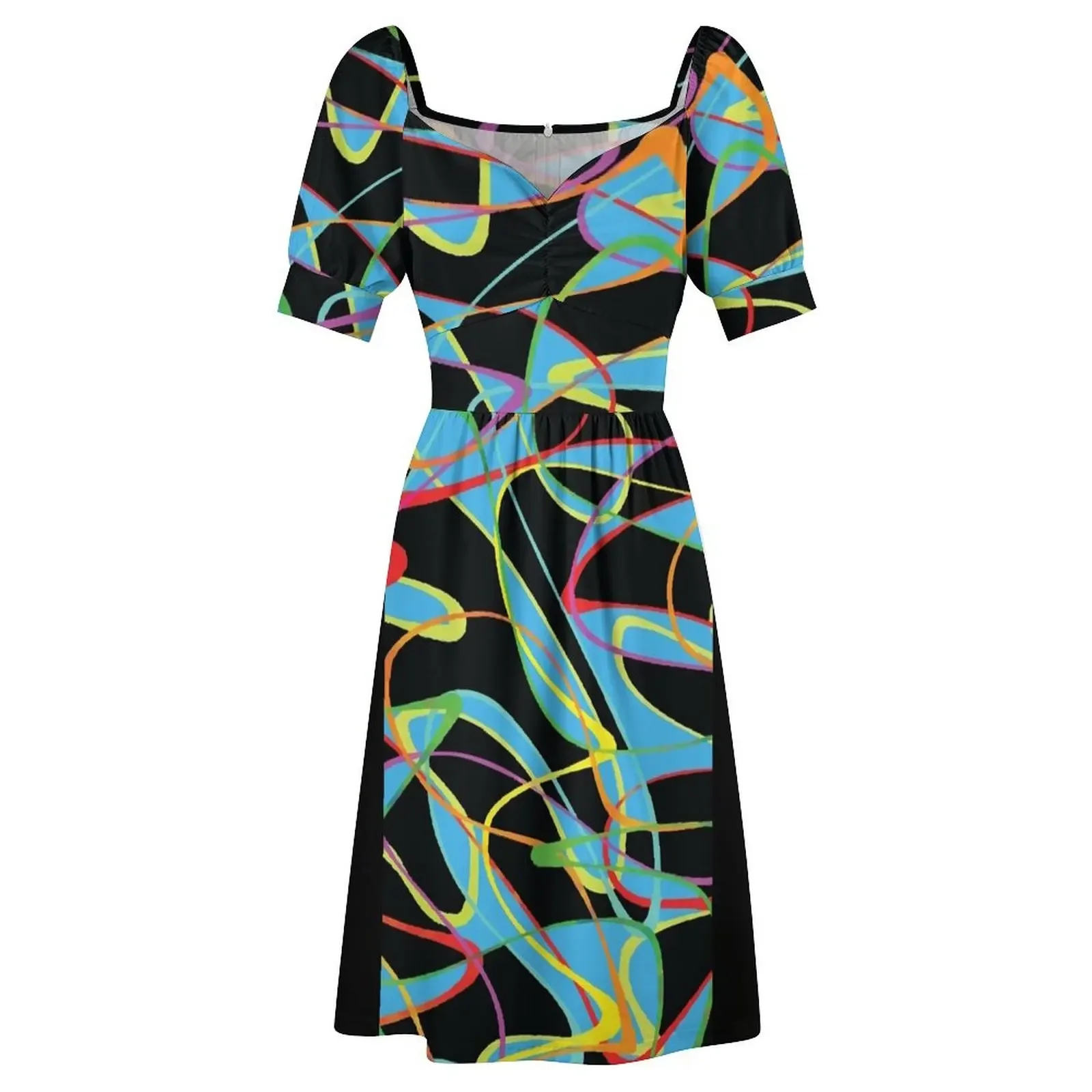 Zany Colorful 80's Zoom Print Платье с короткими рукавами Роскошное платье для беременных