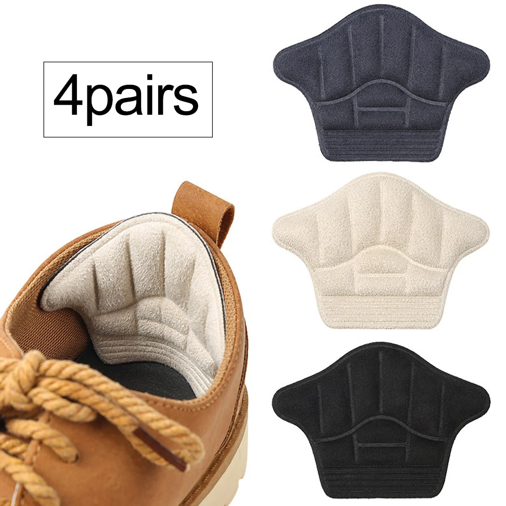 

4pairs/set Heel Cushion Shoe Inserts for Sneakers Boots Heel Cushion Self Adhesive Foot Protection Suede Fabric Sponge Pad