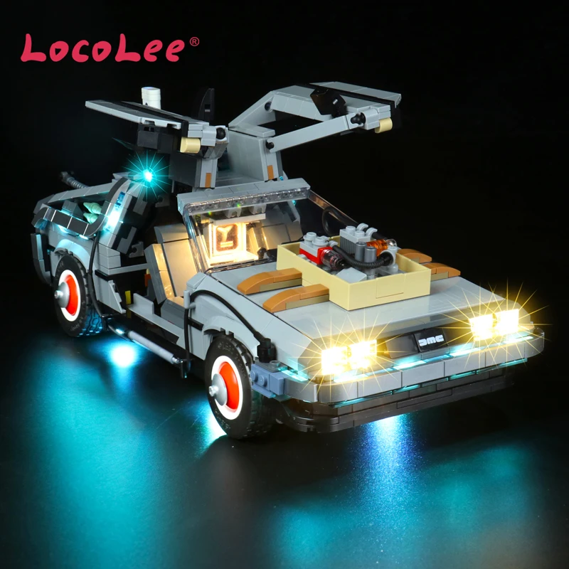 LocoLee LED Light Set For 10300 Creator Delorean Back to the Future Time Machine Car Model Building Blocks Toy Only Lighting Kit