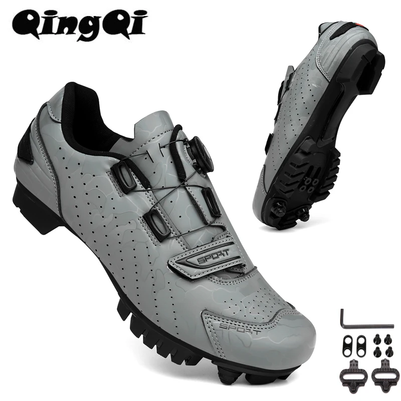 Купи QingQi-T33 Mens MTB Cycling Shoes Non-slip High Quality Mountain Road Bicycle Shoes SPD Bike Sneakers Tenis Masculino Size 36-48 за 2,127 рублей в магазине AliExpress