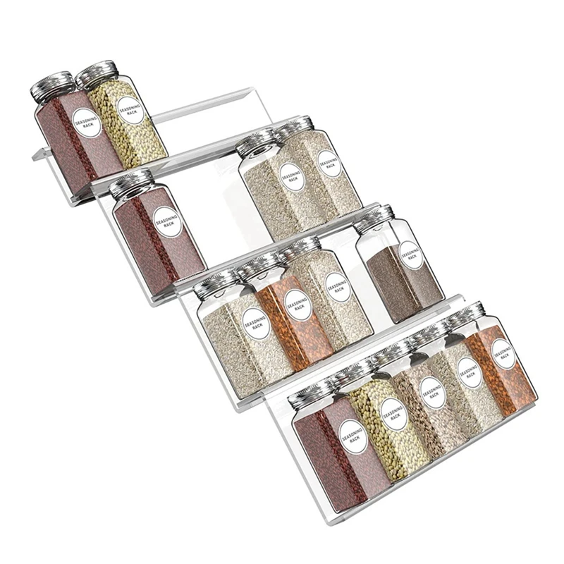 

Acrylic Material 4Tier Spice Drawer Organizer Seasoning Bottle Storage Rack Under Desk Drawer Kitchen