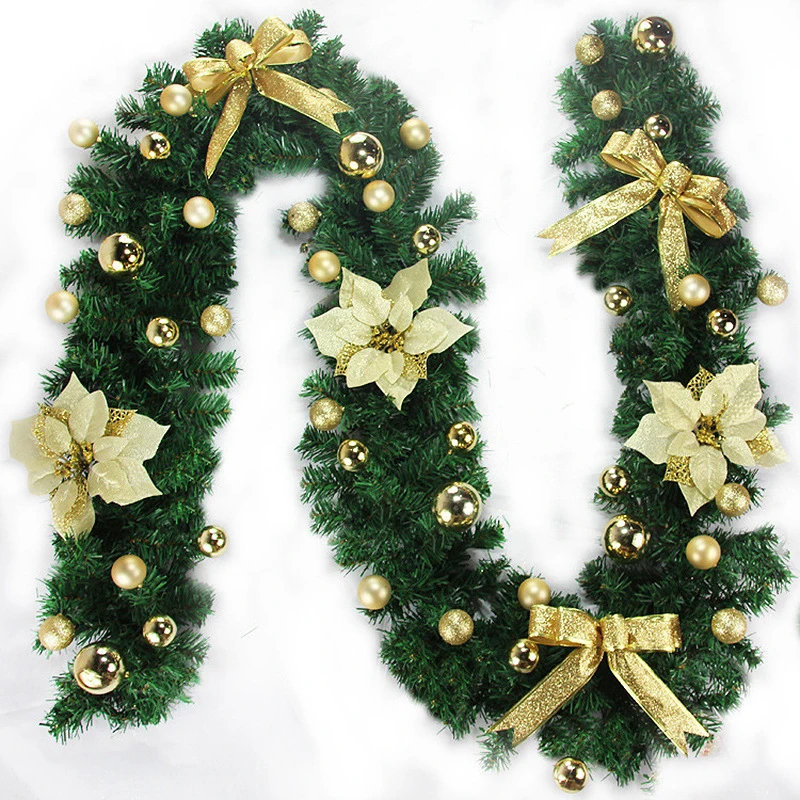 

Christmas Wreath Decorations Wedding Light Up Wreath Garland Xmas Tree Decor For Home Staircase Fireplace Ornaments DIY 2.7M PVC