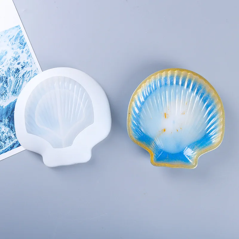 Conch Shell Shaped Tray Silicone Mold for Handmade Plaster Concrete Epoxy Crystal Starfish Jewelry Storage Dish Mould Home Decor images - 6