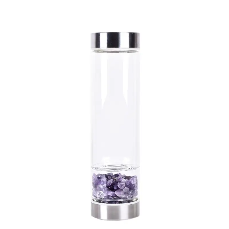 

Natural Crystal stone Healing quartz Elixir Quartz Crystal glass Water Bottle Tools Direct Drinking Cup