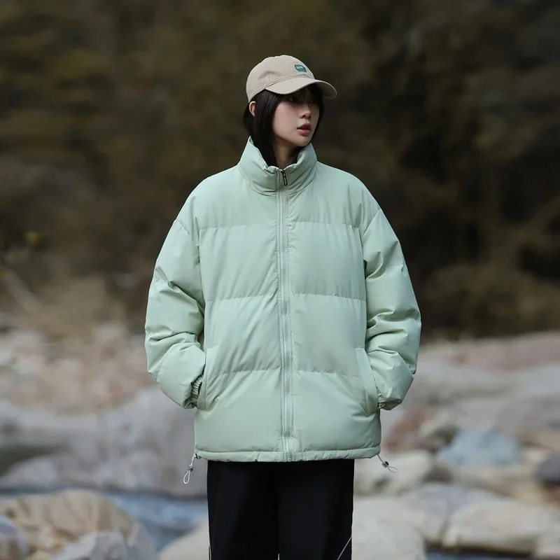 2024 New Thickened Cotton Puffer Jacket Winter Autumn Couple's Streetwear Stand Collar Versatile Casual Solid Color Coat