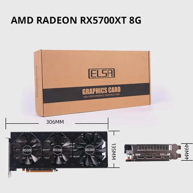 ELSA RX5700XT 8GB 256Bit GDDR6 7nm Video Card for Gaming PC Desktop AMD Graphics Cards 6