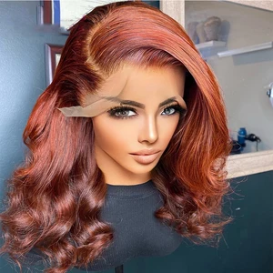 Soft Glueless Ginger Orange Glueless 26Inch Long Body Wave Deep Lace Front Wig For Black Women Babyhair Preplucked Daily Cosplay