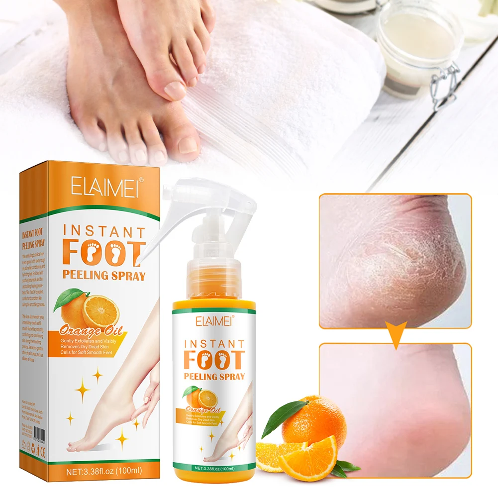 

100ml Foot Exfoliate Spray Natural Orange/Green Tea Essence Dead Skin Peeling Calluses Remover Hand Feet Care Exfoliating Tool