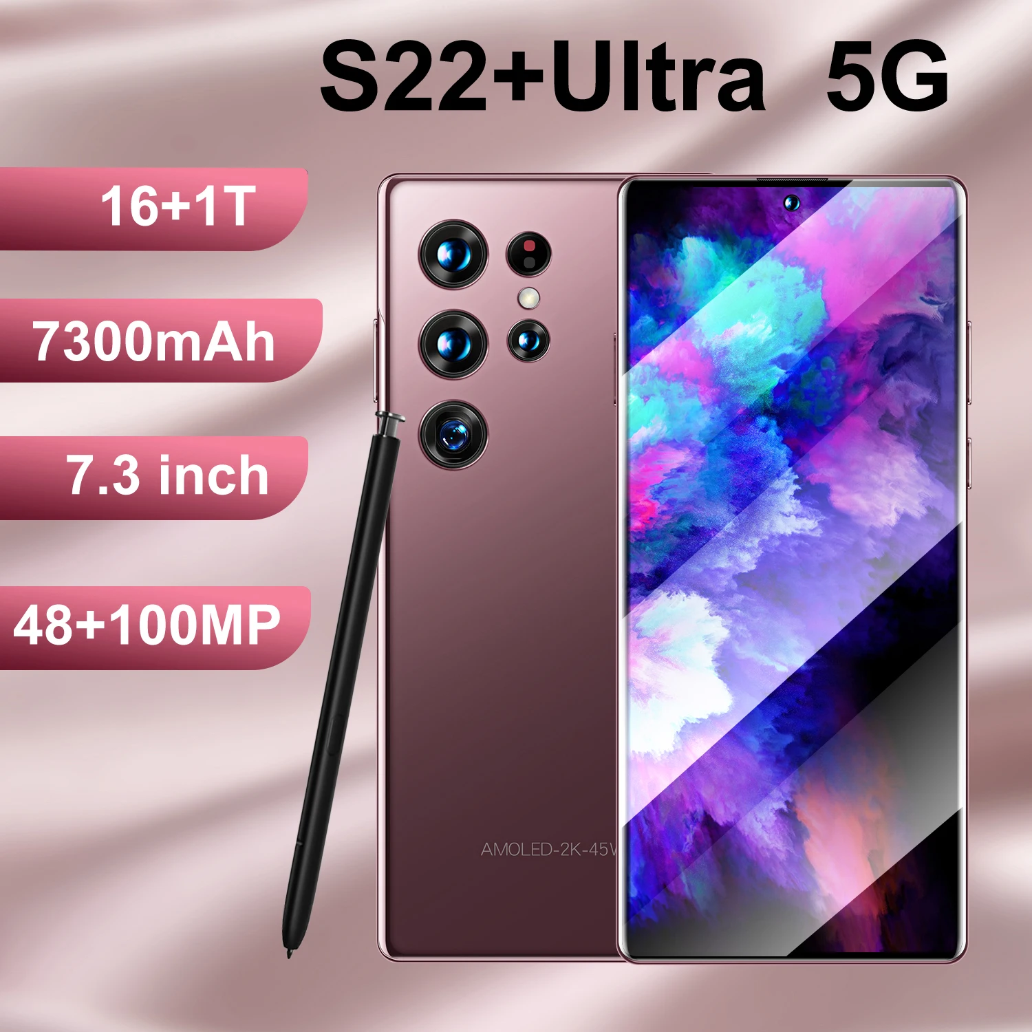 Новинка 2022 смартфоны S22 + Ultra 7 3 дюйма 16 ГБ ТБ 7300 мАч 4G/телефон с разблокировкой