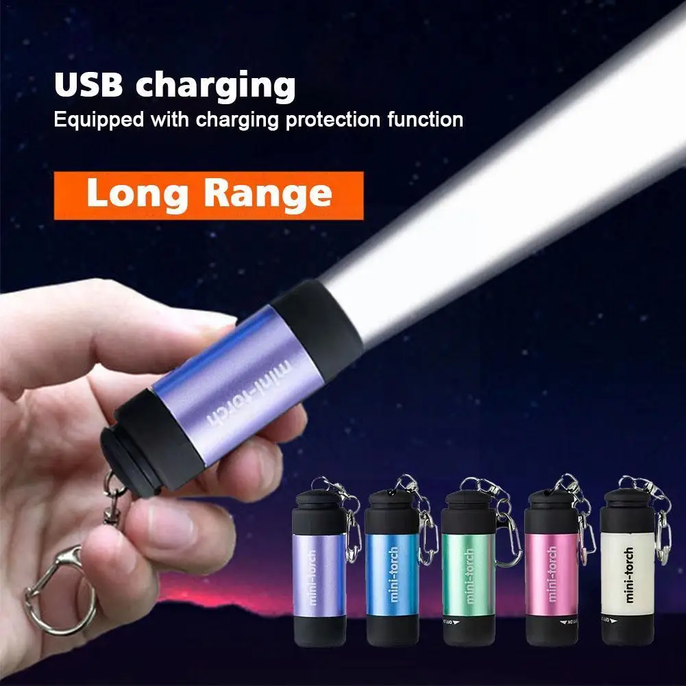 

Led Mini Portable Torch Light USB Rechargeable Keychain Lamp Hiking Outdoor Torch Flashlights Camping Lantern Waterproof K2A0