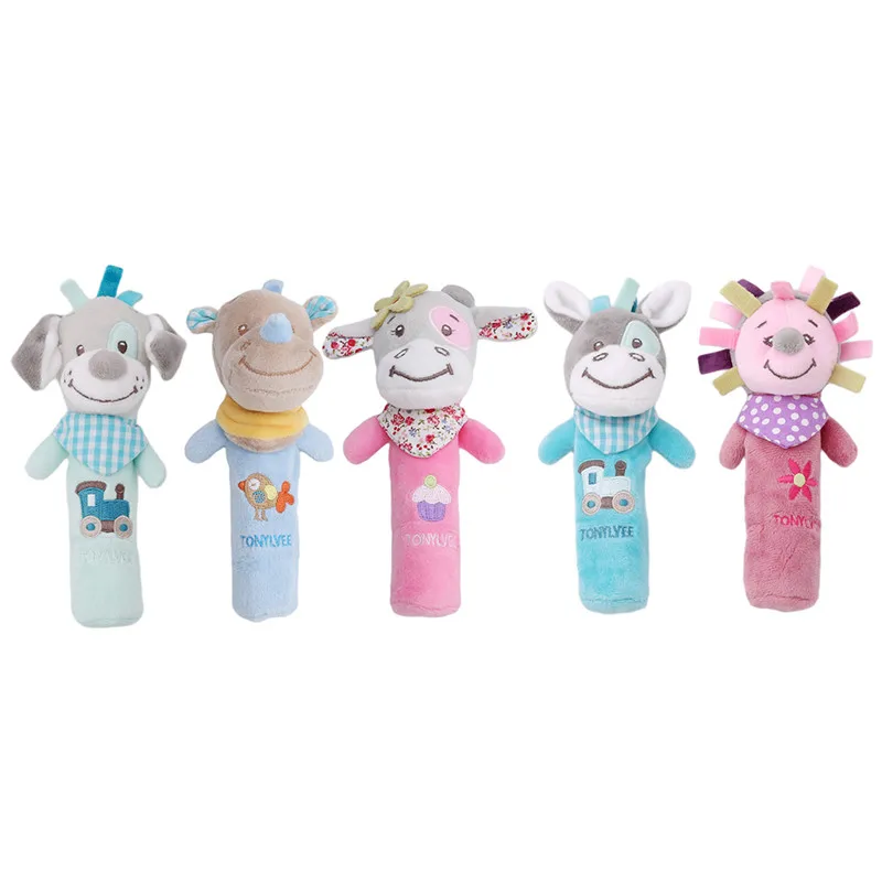 

Hot Sale Kids Rattles Mobiles BB Sticks Soft Cow Plush Doll Crib Bed Hanging Hand Catches Animal Toy Doll Kids Toy SA979773