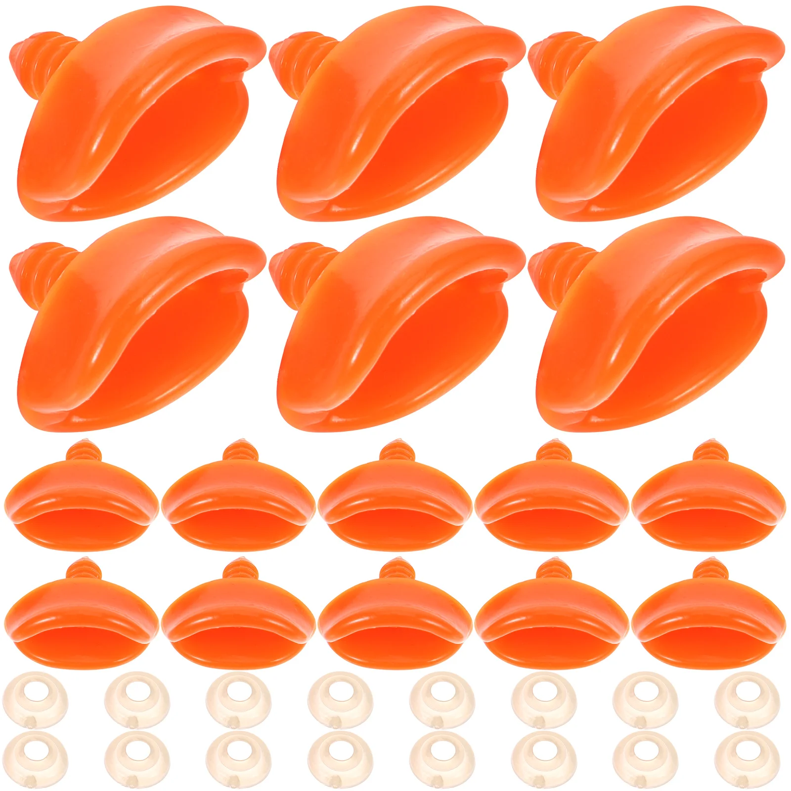 

50pcs DIY Mouth Plush with Gasket 24mm Replacement for Kids Craft Supplies Orange