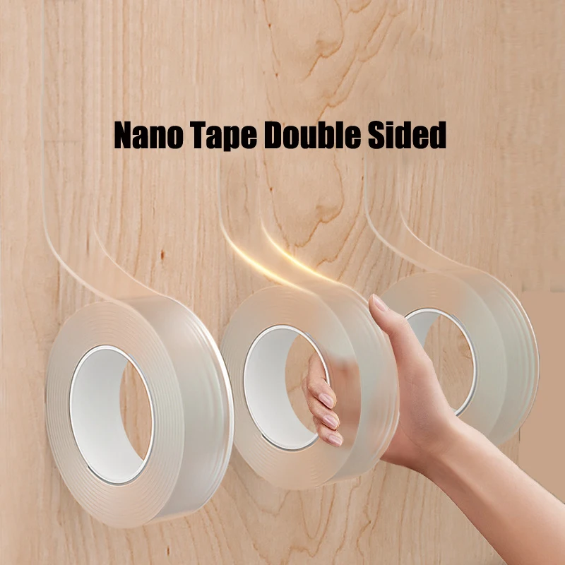 

1/3/5m Nano Tape Double Sided Tape Transparent No Trace Reusable Waterproof Adhesive Tapes Cleanable Bathroom Kitchen Tapes