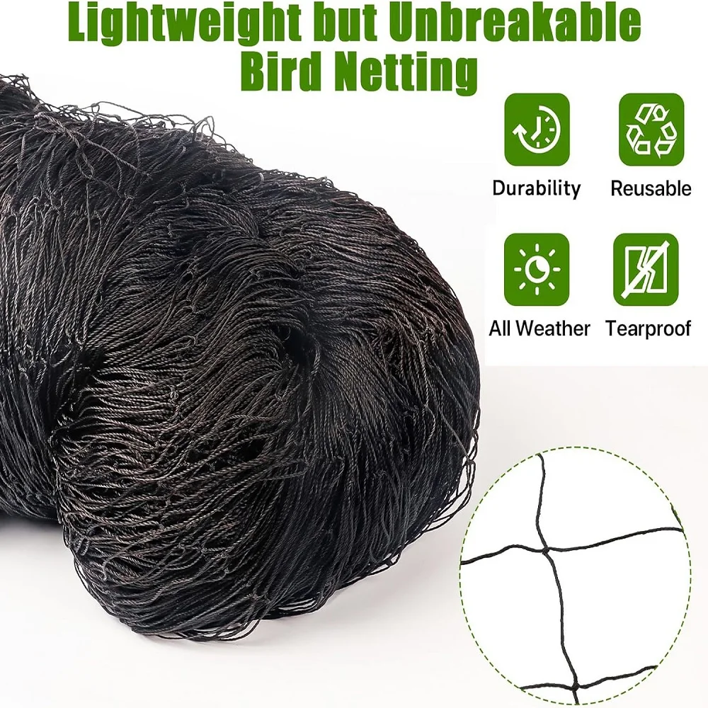 Большая садовая сетка для предотвращения птиц нейлоновый материал черный цвет