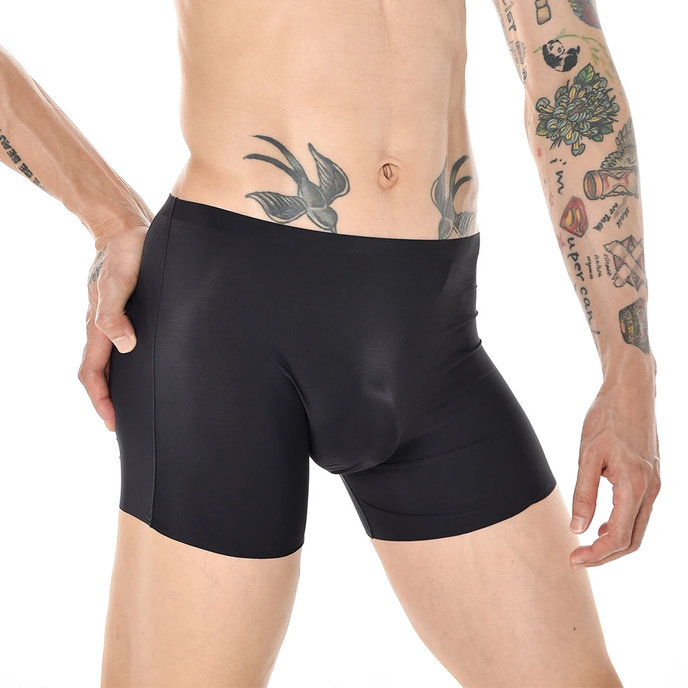 

Men Ice Silk Underwear Boxer Soft Seemless Briefs Shorts Bulge Pouch Underpants Summer Ultra Thin Breathable Panties Boxershort