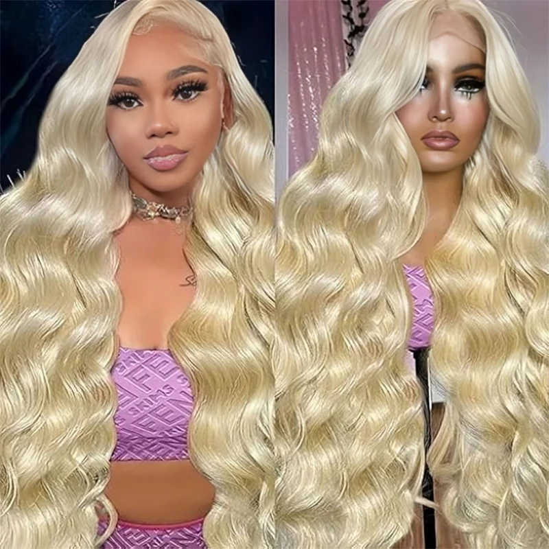 200 Плотность Объемная волна HD Прозрачный 613 Медовый блондин 13x5 30 дюймов 13x6 Парик