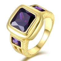 milangirl charm male mens ring purple zirconia cz stone crystal gold filled party band mens fashion finger jewelry gift