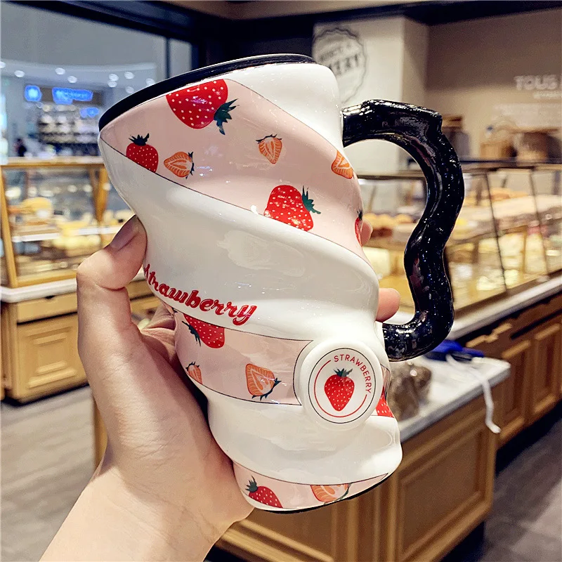 

500ML Creative Girl Heart Ceramic Cup Fresh Men and Women Home Coffee Cup Cute Mug Student Breakfast Milk Cup
