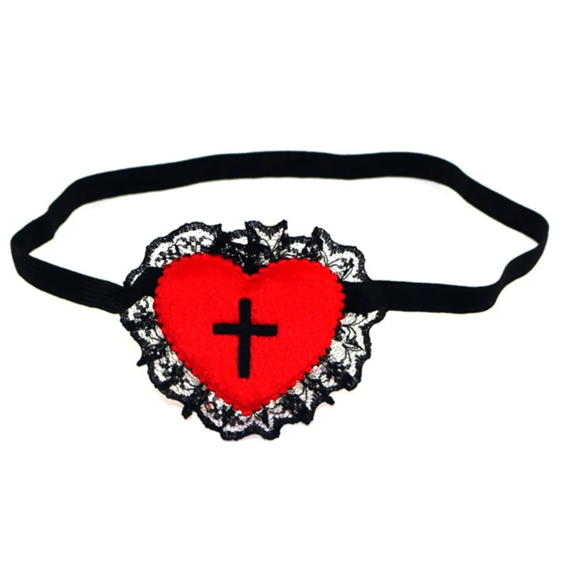 

Gothic Eyepatch Red Heart Cross Eyepatch Cosplay Mask Eye Patch Anime Cosplay Costume Eyeshade Single Eye Mask Blindfold