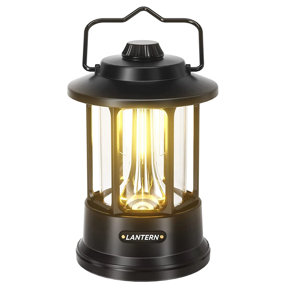 

LED Camping Lantern Battery Powered Dimmable Retro Lamp Type C Rechargeable Emergency Lantern Flashlights For Outdoor Hiking