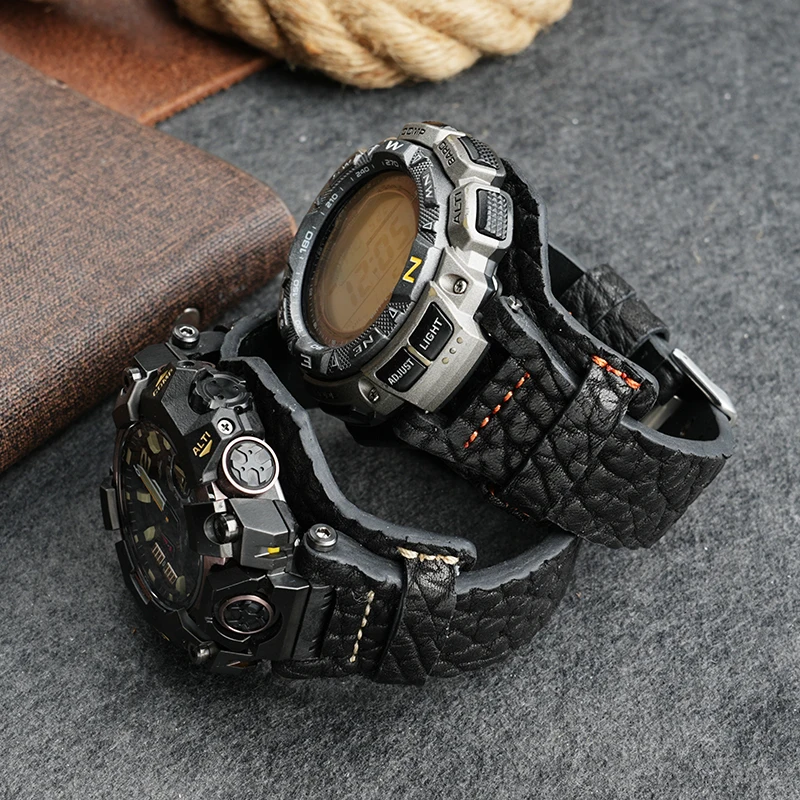 Фото Модифицированный ремешок из воловьей кожи в стиле ретро для Casio G-SHOCK Mudmaster GWG-B1000, винтажный ремешок для часов третьего поколения с базовым лотком №3
