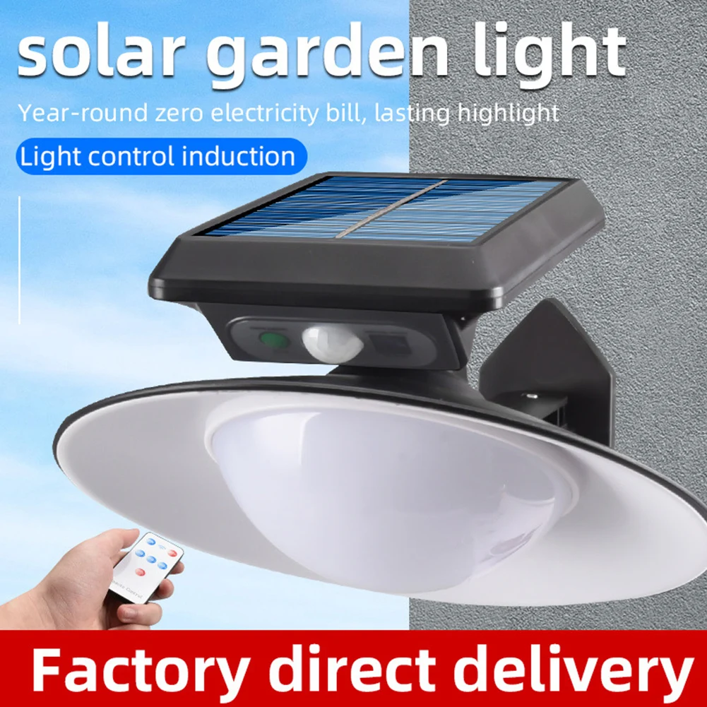 

LED Solar Street Lights Induction 10W Solar Garden Lights Round Waterproof IP65 Motion Sensor Remote Control for Patio Path Yard