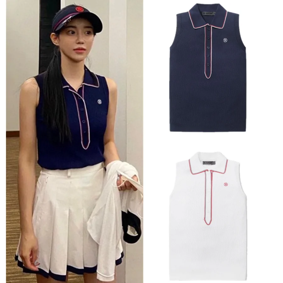 Spring/summer 2022 new golf women's vest knit lapel jacket fine craftsmanship outdoor sports casual women's fashion