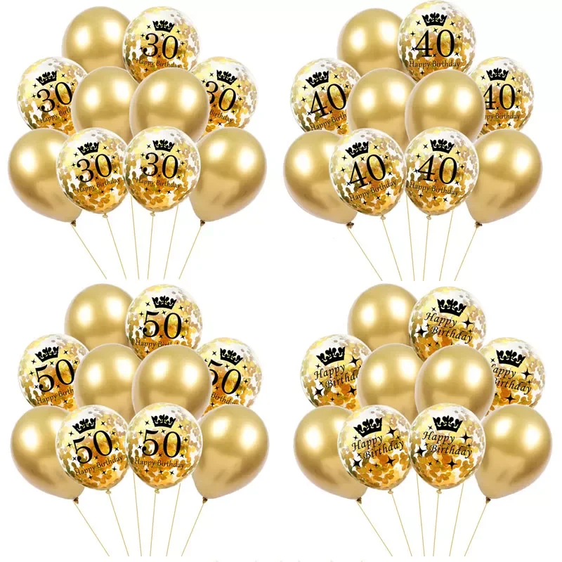 

10pcs 30th 40th 50th 60th Birthday Party Confetti Balloons 30 40 50 60 Years old Birthday Party Adult digital ballon air Globos