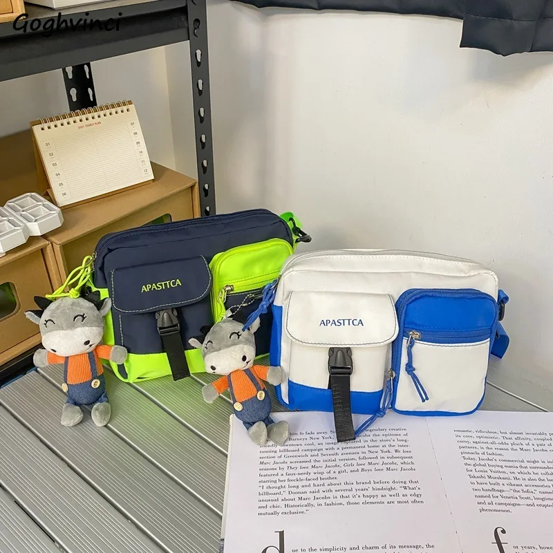 

Contrasting Colors Crossbody Bags Men Korean Ulzzang College Couple All-match Shoulder Nylon Handbags High Street Waterproof Bag