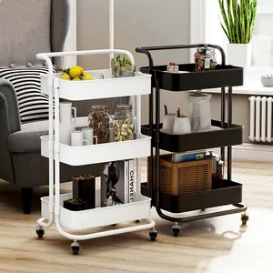 kitchen storage racks parlor bathroom office shelf gadget stainless steel holder trolleys food clothes sundry organizer 3 layer free global shipping