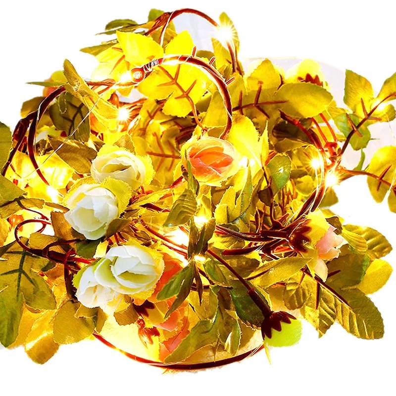 

Розничная лоза, гирлянда с питанием от батарейки, роза, цветочная гирлянда, скасветильник свет для сада, внутреннее украшение, ремесло, иску...