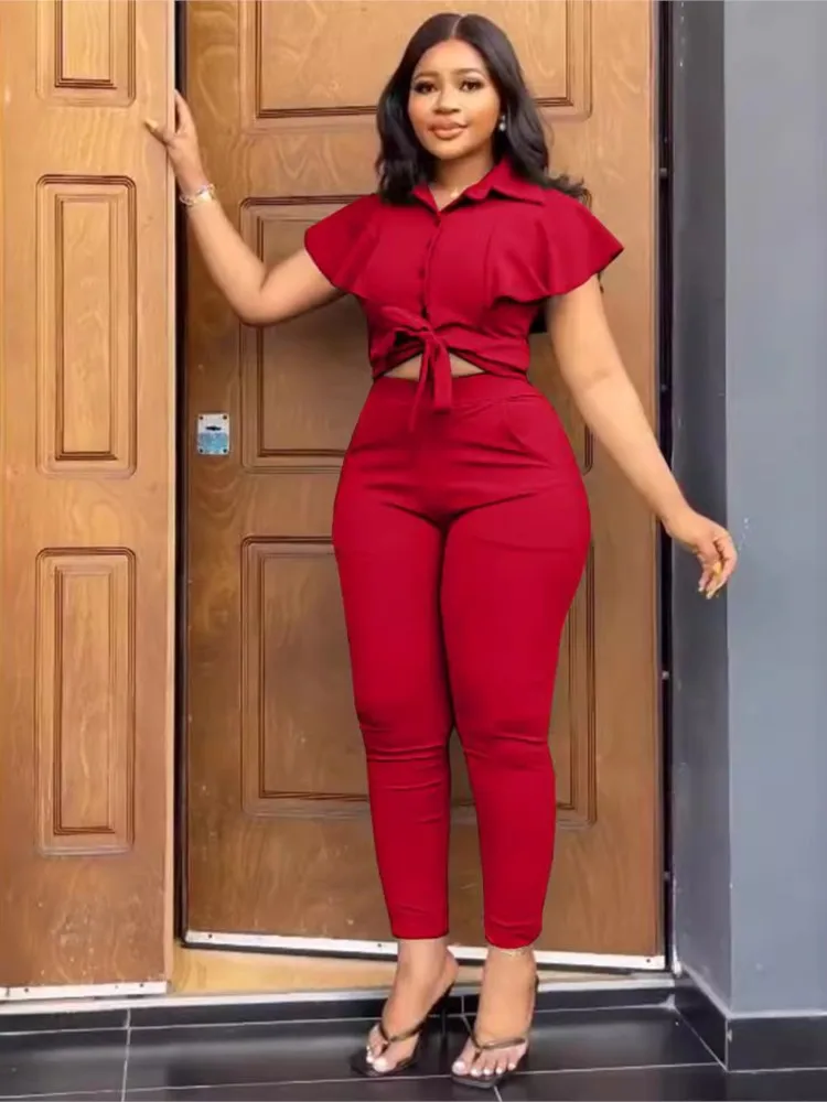 Новые летние модные комплекты из 2 предметов женские рубашки с оборками на