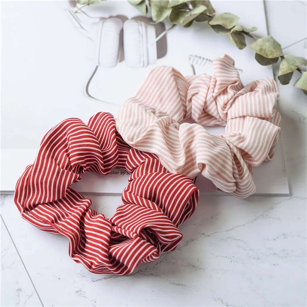 

6PCS Striped Chiffon Hair Scrunchies Elastic Hair Bands Ropes Ties Printed Ponytail Holder Accessories for