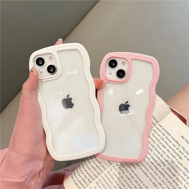 Модный милый чехол для телефона с волнистой рамкой ярких цветов INS iPhone 11 12 13 Pro Max X