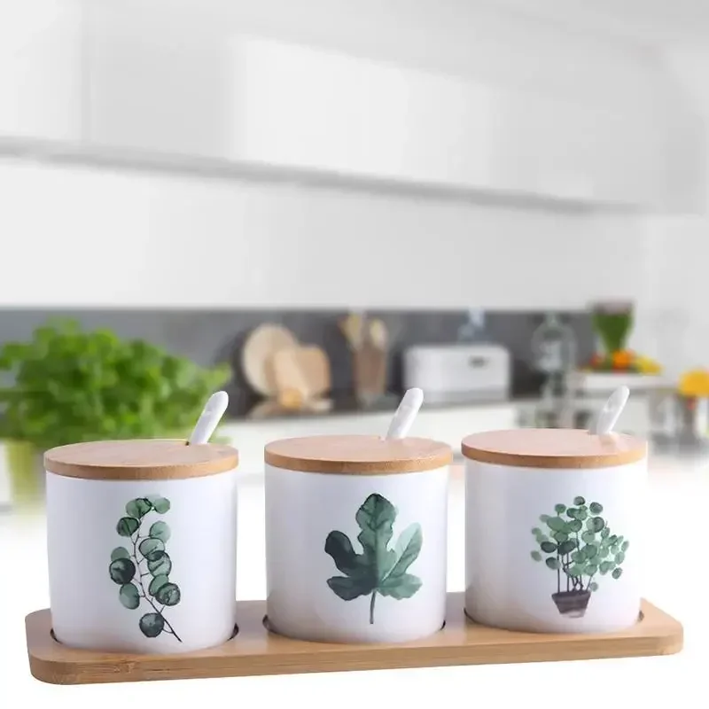 

Набор керамических бутылочек для специй в скандинавском стиле, инновационная домашняя зеленая коробка для специй, кухонные принадлежности, контейнер для специй, набор для хранения