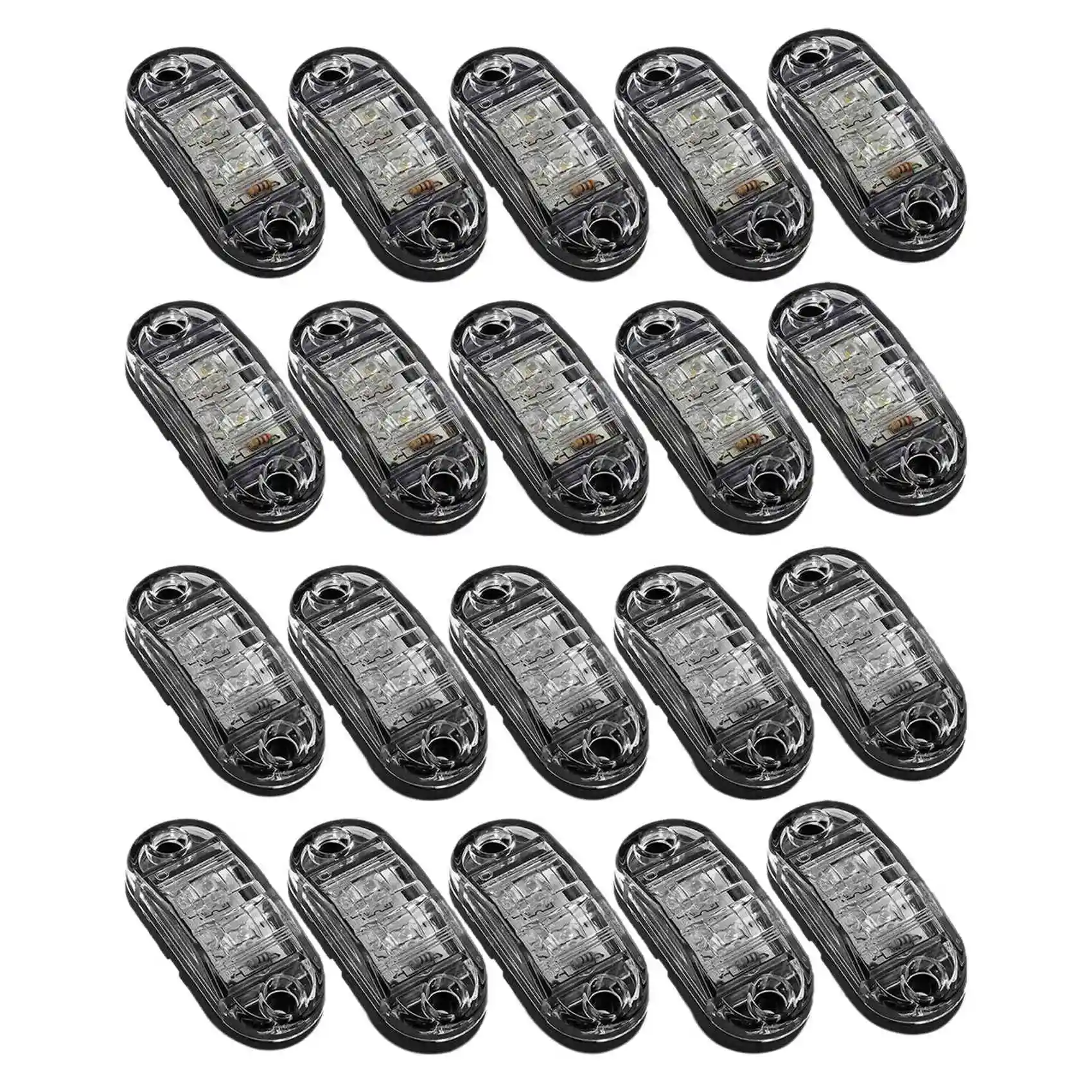 

20X White LED 2.5Inch 2 Diode Light Oval Clearance Car Truck Trailer RV Side Marker Lamp