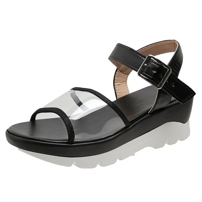 Large women's sandals new fashion thick-soled buckle four seasons with comfortable breathable casual sandals women's slippers