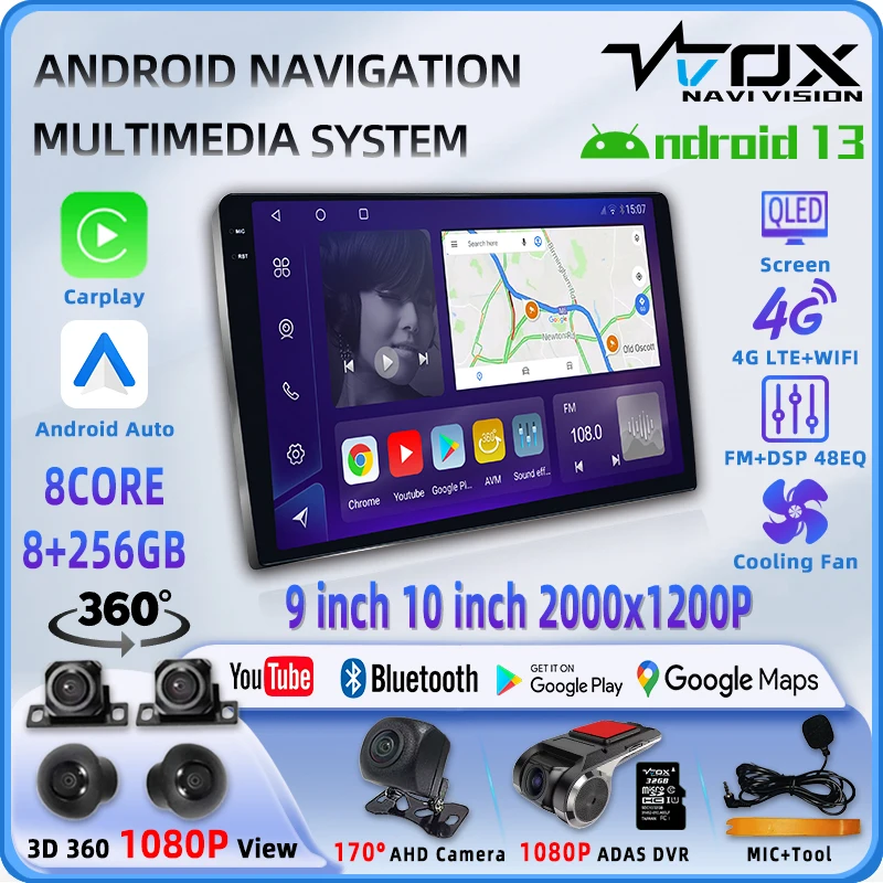 VVOX Универсальная автомобильная GPS-навигационная система Carplay Android Auto экран 2K 9/10