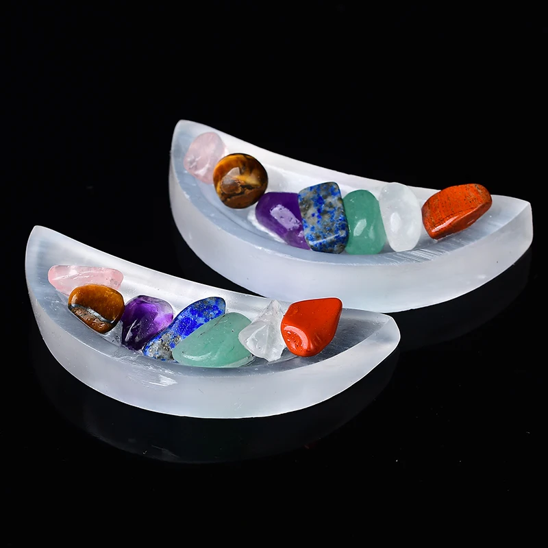 Натуральный селенит семь чакр кварц исцеляющая Хрустальная пластина резьба