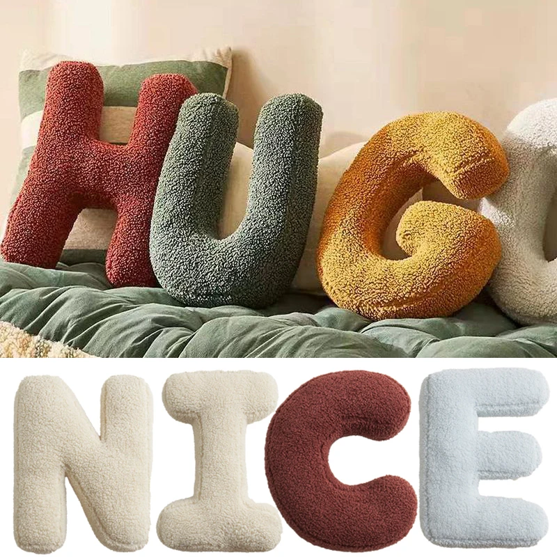 26 English Letters Throw Pillow DIY Name Bed Sofa Cushion Baby Sleep Pillows Toys Kids Room Decorations Photo Props Teaching