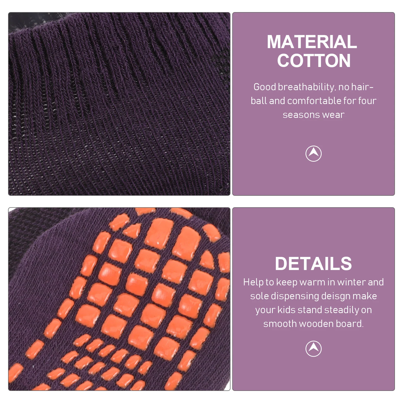 

Нескользящие носки для пола, 3 пары, практичные детские хлопковые спортивные носки для детей, размер M (серый, пинетки