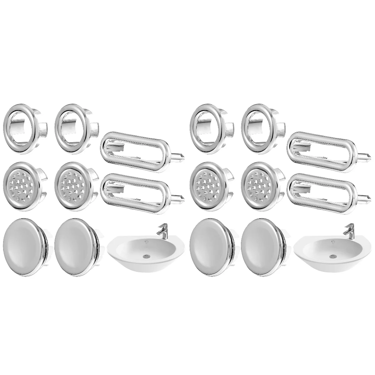 

16 Pcs Kitchen Useful Universal Practical Bathroom Sink Hole Covers Overflow Drain Sink Covers Sink Overflow Covers