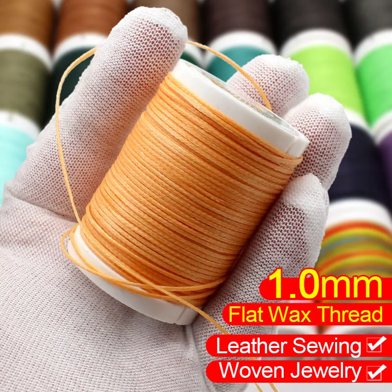 210D 1.0mm Flat Waxed Thread Roll for Knitting Leather Craft Sew Stitch Cord Stitching Factory or DIY Bookbinding Shoe Repairing